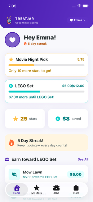 TreatJar Child Home Screen